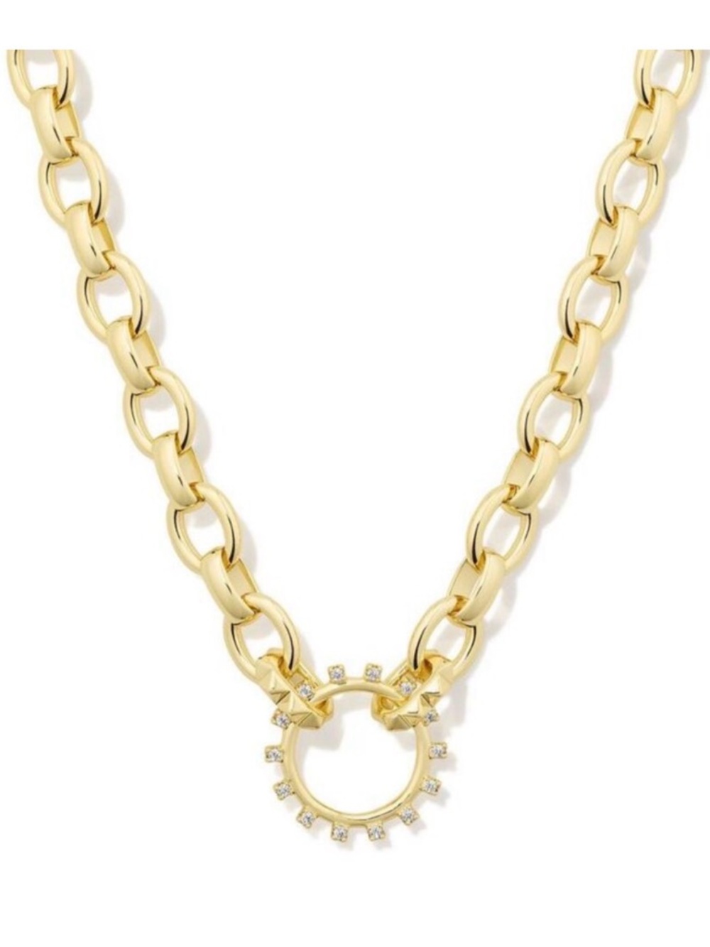 Kendra Scott Wesley Chain Necklace Pave Sunburst Pendant EUC
